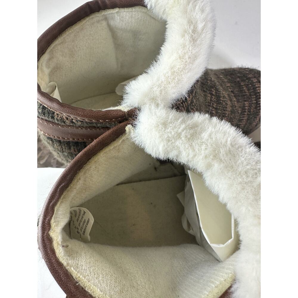 New Muk Luks AnneMarie Wedge Boots Brown Marl Ankle Buckle Shoes Faux Fur Sz 10 - Picture 11 of 12